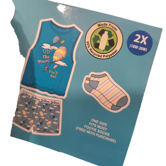 Dr Suess Oh The Places You'll Go Pjs 3 Piece Lounge Wear Set 2X 18W 20W - Picture 6 of 16